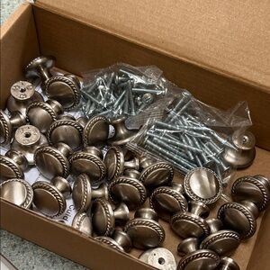 Antique Nickel Rope Edge Cabinet Knobs - Set with Screws